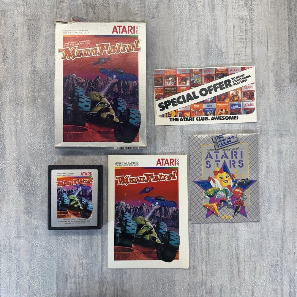 MOON PATROL Atari 2600 Video Game Cartridge (Complete in Box)